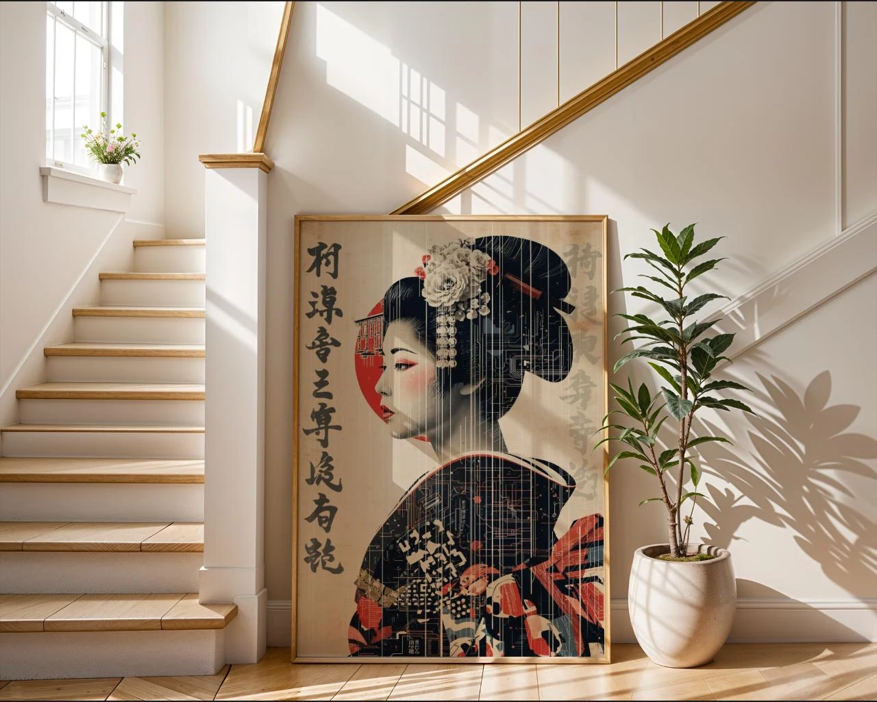Póster A3 – Geisha japonesa retro-futurista – Decoración de pared – photo 2